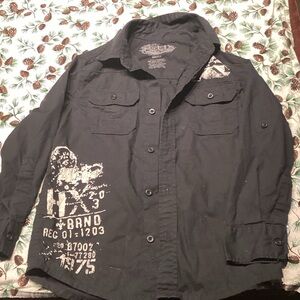 Helix Black Button Down Shirt for Kids